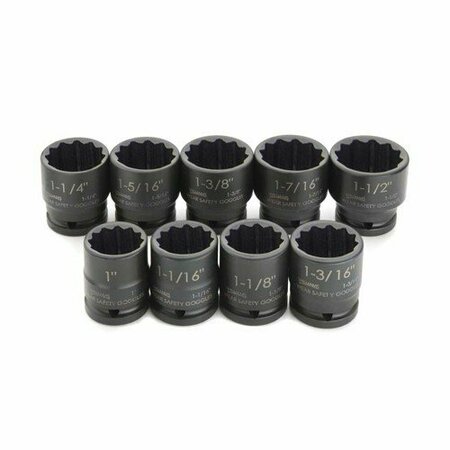 WILLIAMS Socket Set, 9 Pieces, 3/4 Inch Dr, Shallow, 3/4 Inch Size JHW38925